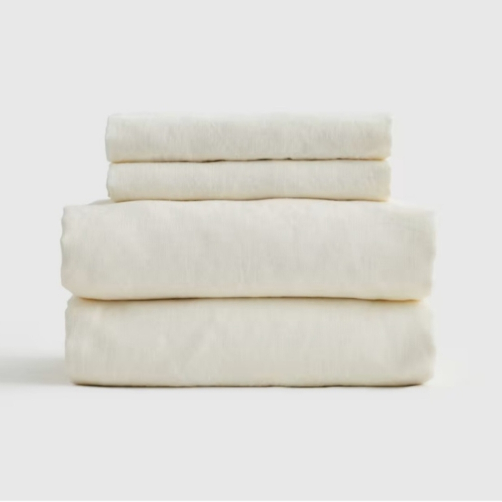 QUINCE European Linen Sheet Set King Ivory 5832